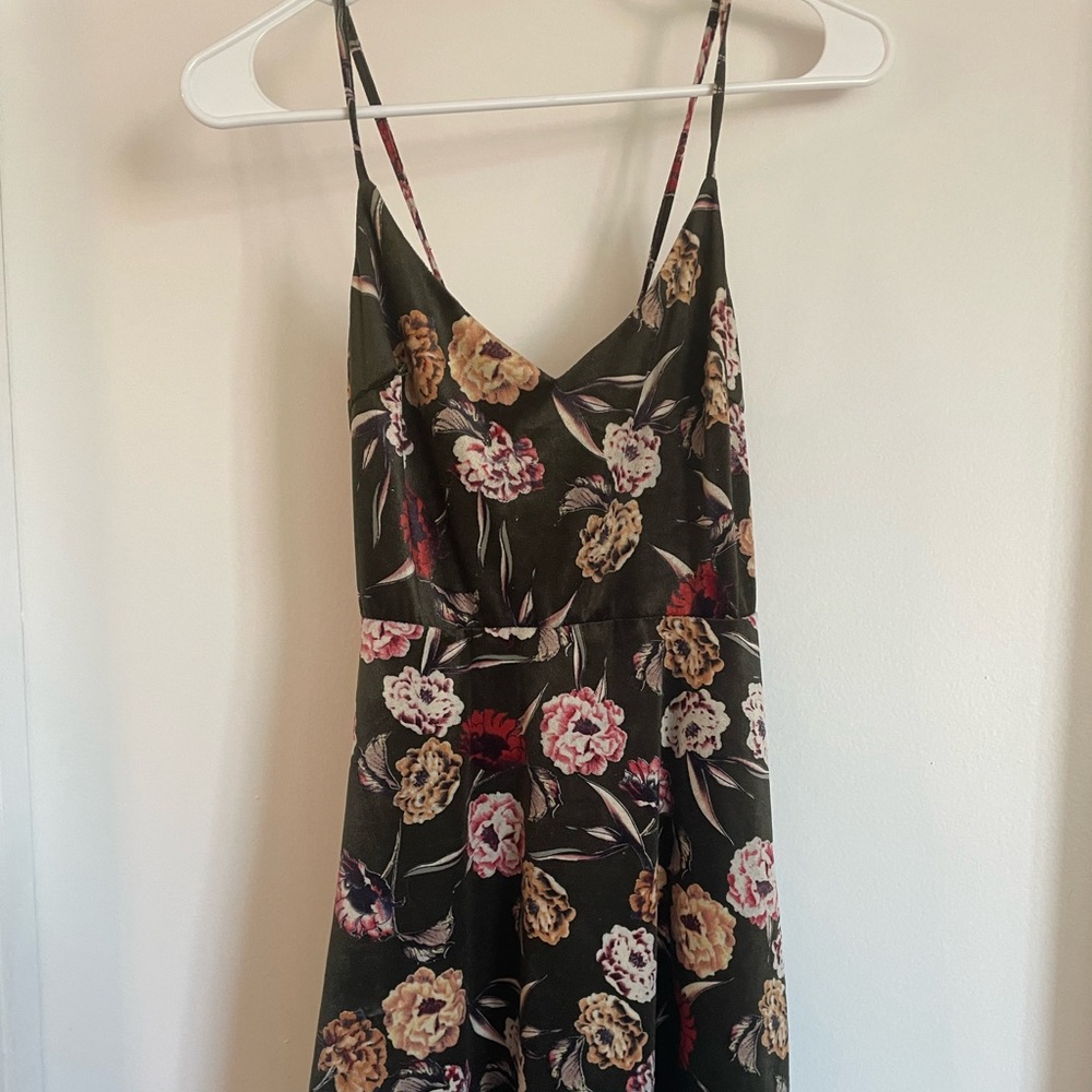 Lush velvet floral fit and flare mini dress size small